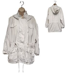 FLEET STREET Vintage Hooded Utility Jacket Size Medium Color White.